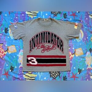 Grey vintage Dale Earnhardt Nutmeg Mills Intimidator AOP Graphic T-Shirt